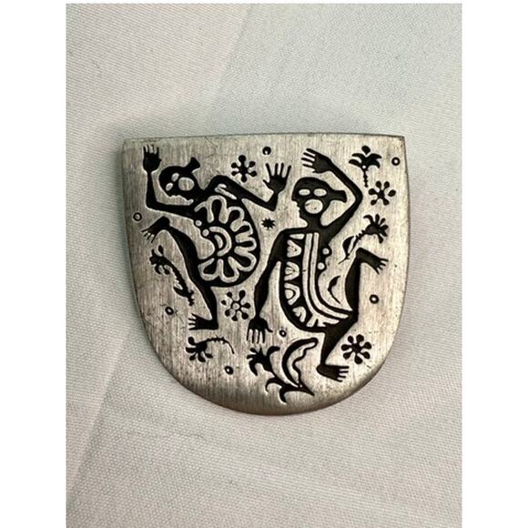 2000 Alice Seely Studio Art Pewter Petroglyph Brooch - Picture 1 of 5